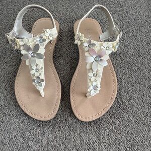 The Children's Place Floral Sandals - Cream and Silver